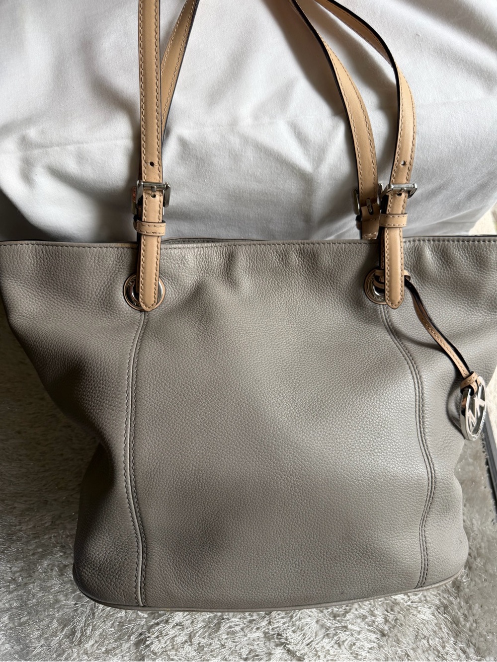 Michael Kors Taupe Leather Tote with Tan Straps